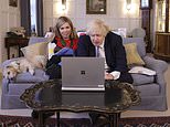 Boris hops onto Zoom for video calls from Chequers alongside Carrie, Romy and Dilyn the dog