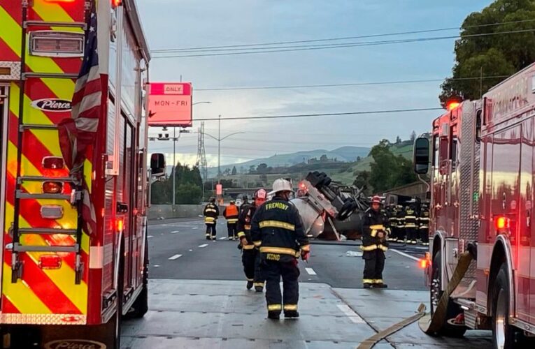 100 California homes evacuated after fuel tanker overturns