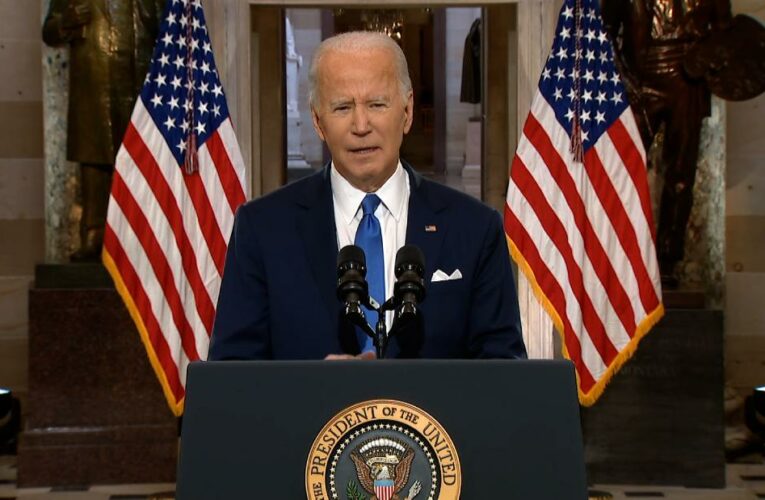 Biden condemns Trump as a threat to democracy in speech marking one year since January 6 attack