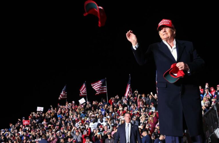 A Trump rally and a voting rights march underscore the fight for democracy