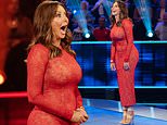 Carol Vorderman flaunts hourglass figure in skintight red lace dress in Beat The Chasers special