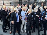 100 people in Boris Johnson face masks and suits dance outside Number 10 in Downing Street flashmob
