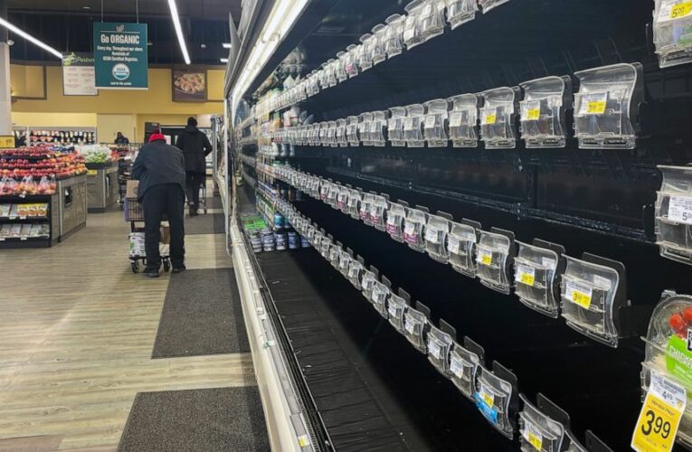 US shoppers find some groceries scarce due to virus, weather