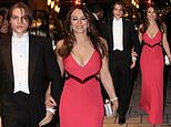 Elizabeth Hurley attends Dame Joan Collins’ 88th birthday celebration