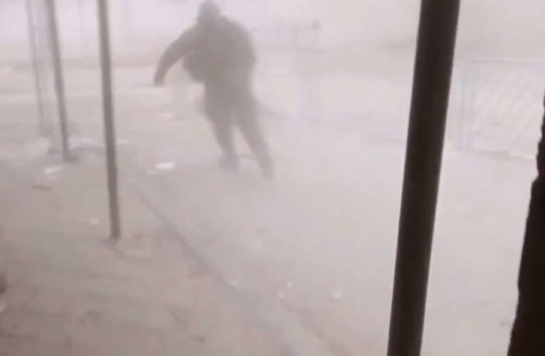 Horrific video shows Ukrainians hit by missile