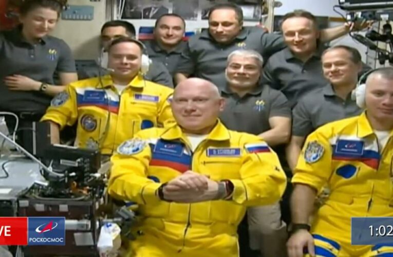 Russian cosmonauts spark speculation after arriving at ISS in Ukraine’s colors