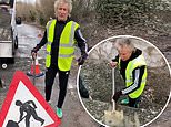 Sir Rod Stewart, 77, fills potholes near his Essex home as his ‘Ferrari can’t get through’