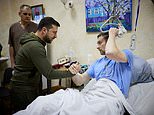 President Zelensky visits wounded soldiers in hospital and hands out bravery medals to boost morale
