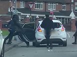 Moment masked gangs armed with MACHETES and baseball bats brawl in Birmingham [VIDEO]