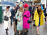 Glamorous racegoers arrive at the second day of the Cheltenham Festival