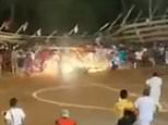 More than 200 people injured when makeshift stand collapses at football match in India [Video]