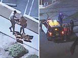 Shocking moment LA murder suspect is filmed MUGGING woman and trying to carjack driver during chase