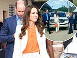 Kate and Wills try out a driving simulator on Day 2 of their Jamaican visit
