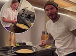 David Beckham and daughter Harper show themselves making pancakes day after burglary at London home