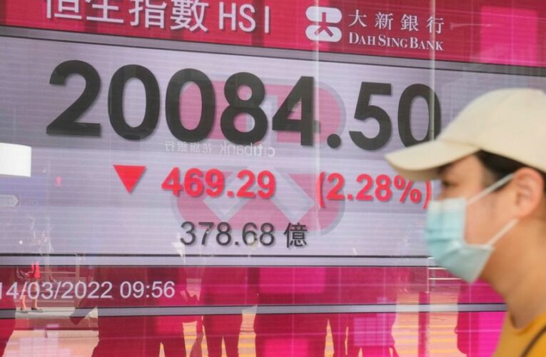 World shares mixed, Hong Kong index dives 5.4%