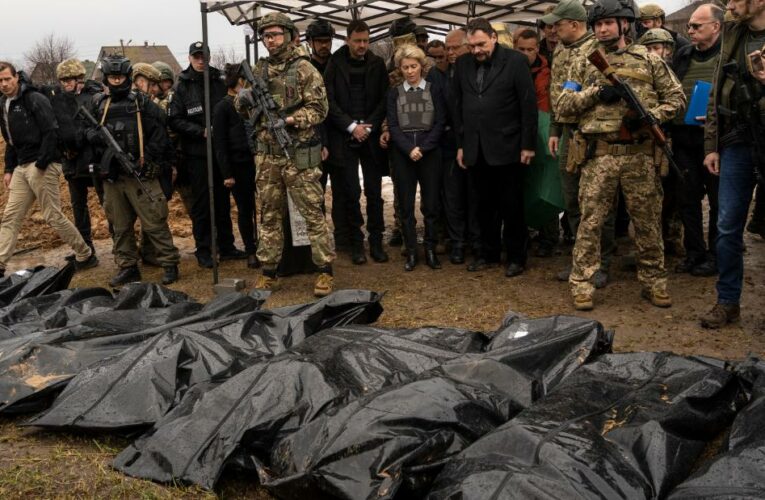 Ukrainians are still recovering bodies in the Kyiv suburb where a massacre of civilians was uncovered following the withdrawal of Russian troops, the Ukrainian prosecutor general says