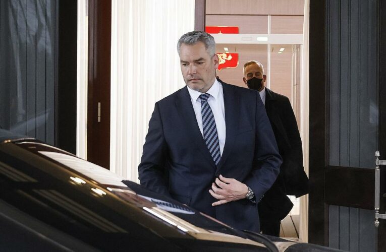 The two leaders had an unfriendly face-to-face meeting, where Karl Nehammer said he addressed the ‘serious war crimes’ carried out in Ukraine