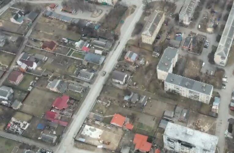 Despite Russia’s repeated denials, new drone footage is the first piece of evidence that shows its forces operating on a Bucha street near civilian bodies