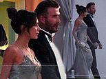 Victoria Beckham dons a silver gown as she arrives at son Brooklyn’s wedding reception with David