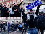 Chelsea and Manchester City fans are filmed fighting on the streets of Madrid
