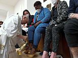 Pope Francis washes the feet of a dozen inmates at a Rome prison