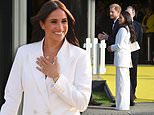 Duchess of Sussex is polished in a £2,100 white Valentino blazer