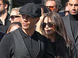 The Wanted’s Max George is joined by girlfriend Stacey Giggs at the funeral of Tom Parker