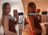 Pregnant woman reveals how the size of her baby bump varies depending on the time of day