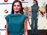 Queen Letizia of Spain cuts an elegant figure in an emerald two-piece