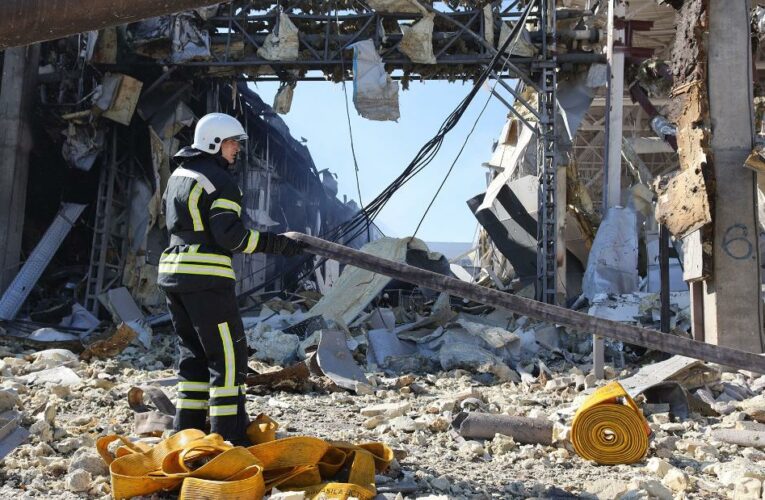 The Ukrainian city came under heavy attack with cruise missiles destroying two hotels, a shopping center and a warehouse, officials said