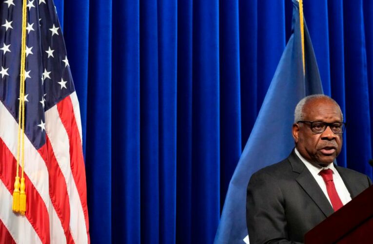 Justice Clarence Thomas expressed dismay at the leak of a draft opinion that would strike down Roe v. Wade, comparing it to ‘an infidelity’
