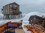 Two North Carolina beach houses collapse into Atlantic surf due to 40-50 mph winds