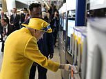 The Queen dazzles as she makes appearance to open the Elizabeth Line with Prince Edward