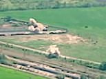 Drone footage shows the moment British Brimstone missiles blow up pair of Russian tanks