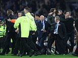 Patrick Vieira appears to KICK an Everton fan following 3-2 defeat at Goodison Park