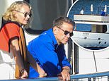 Lachlan and Sarah Murdoch look happy as they cruise around Sydney in their new $30million yacht
