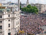 Crowds gather on The Mall for Platinum Jubilee celebrations – beginning with Trooping the Colour 
