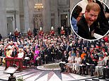 Prince Harry laughs in his seat at St Paul’s while Prince William appears awkward at service&nbsp;&nbsp;