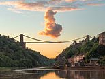 Patriotic cloud in shape of Britain appears above Clifton Suspension Bridge during Platinum Jubilee