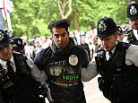 Police make arrest on The Mall before the start of the Queen’s Platinum Party At Buckingham Palace