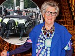 Vintage Jaguar carrying Prue Leith has to be pushed from the Jubilee Pageant after it BREAKS DOWN