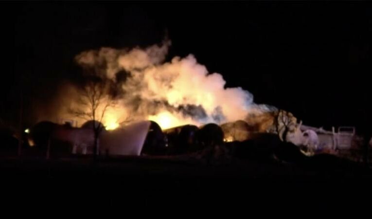 Homes evacuated after train carrying ethanol derails and catches fire in Minnesota