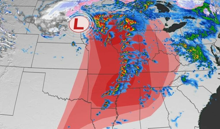 Rare ‘high risk’ storm alert issued for parts of Midwest and Mid-South including potential for violent, long-track tornadoes.